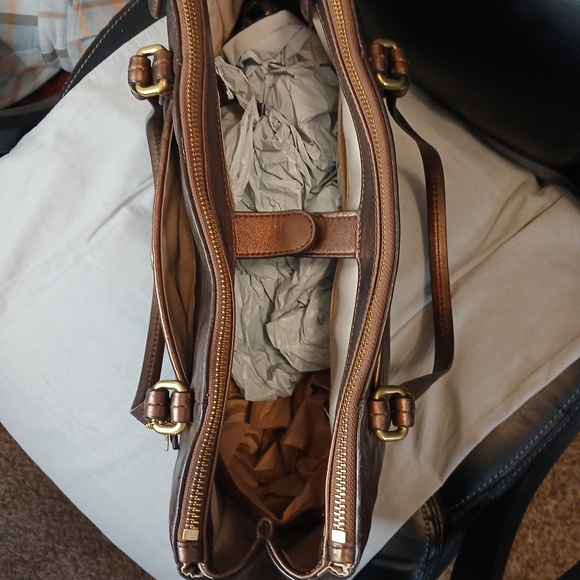 Coach Peyyon Signature Embossed Jordan Bronze Metallic Leather Tote - Picture 5 of 14